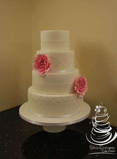 Peonies and lace - Cake by cakesbysilvia1
