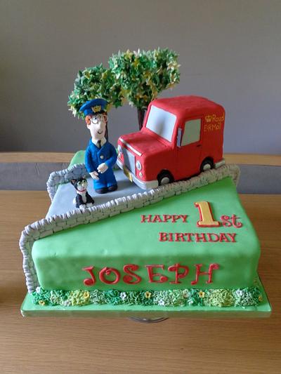 Postman Pat and his black and white cat. - Cake by Zoe White