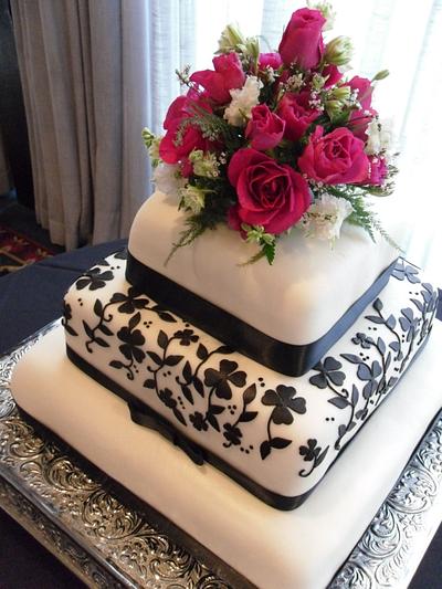 Black Floral Wedding Cake - Cake by Cathy Leavitt