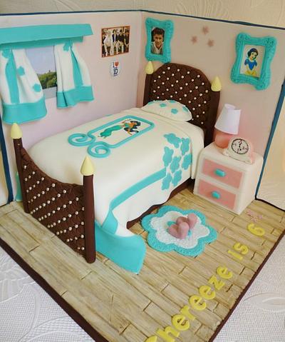 Girl's bedroom with backdrop - Cake by schawas