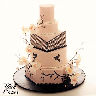 Modern Blush pink and black wedding cake - Cake by Masha Lipkovsky