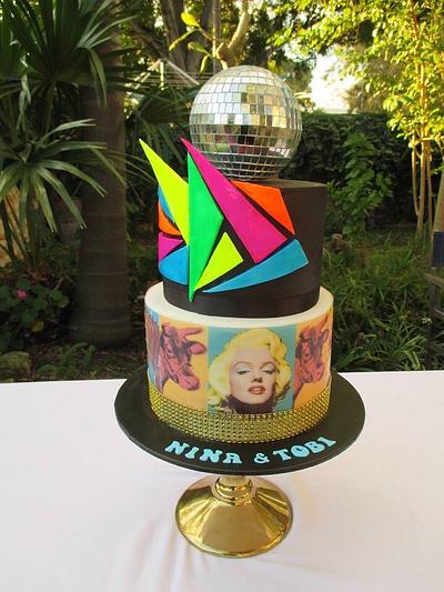 Andy Warhol disco cake with fluorescent shapes - Cake by Phoebebutler