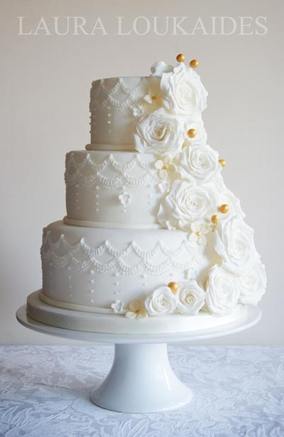 White & Gold Wedding Cake - Cake by Laura Loukaides