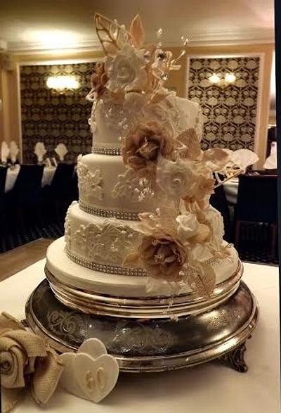 Diamond Wedding Anniversary Cake, A Mix of Rustic & Bling! :) x - Cake by Storyteller Cakes