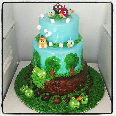 Angry Bird Cake - Cake by SugarplumDelicacy