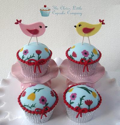 Hand Painted Birdie Cupcakes - Cake by Amanda’s Little Cake Boutique