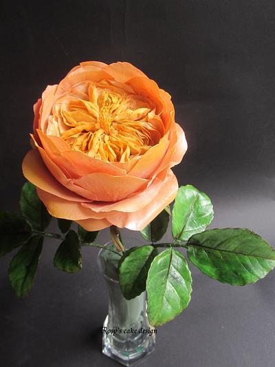 Peach David Austin rose - Cake by rosycakedesigner