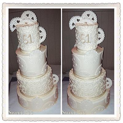 Doilies - Wedding Anniversary cake - Cake by Tiffany Palmer
