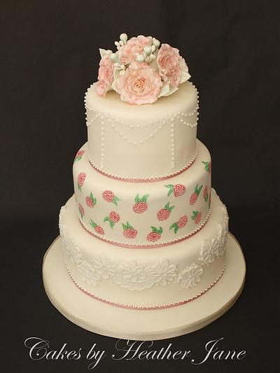 Dusky Pink hand painted vintage rose - Cake by Cakes By Heather Jane