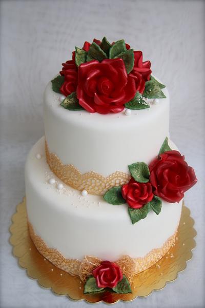 Red rose birthday - Cake by Veronica22