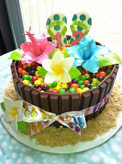 Hawaiian Kit Kat & Skittles "cake" - Cake by TastyMemoriesCakes