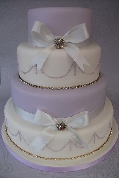 Purple & Ivory Wedding Cake - Cake by Lyndsey Statham