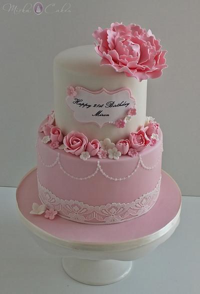 Pretty 21st Birthday Cake - Cake by Mirka Cakes 