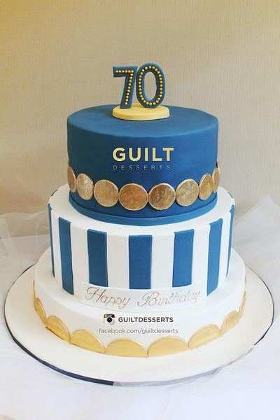 Blue and Gold 70th - Cake by Guilt Desserts