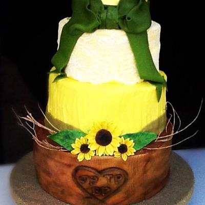 Rustic Sunflowers and Lace - Cake by Suanne