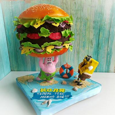 Торт Гамбургер и Спанч боб  - Cake by Екатерина Андриянова 