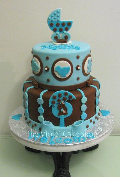Turquoise & Chocolate Mod Mom Baby Shower - Cake by Violet - The Violet Cake Shop™