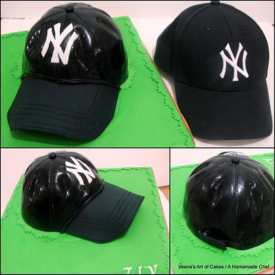 New York Yankees Base Ball Cap - Cake by Veenas Art of Cakes 