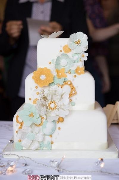 Wafer Paper Flowers Wedding Cake - Cake by Natalie's Cakes & Bakes