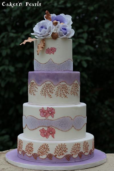 Purple Roses And Gold Accents - Cake by Monica Florea
