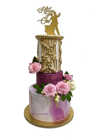 Purple Theme Wedding Cake - Cake by De Little Baker