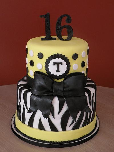 Yellow Zebra Sweet 16 - Cake by Dani Johnson