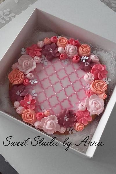 Wedding flower wreath cookie - Cake by Anna Augustyniak 