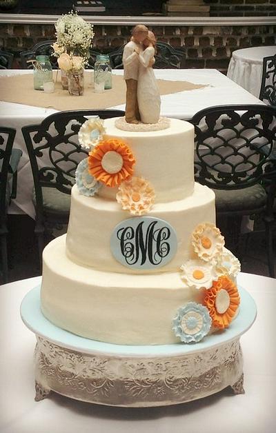 Floral Wedding Cake with Monogram - Cake by Tammy 