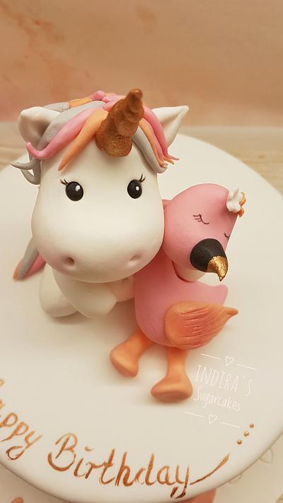 Unicorn Flamingo cake  - Cake by Indira's Sugarcakes