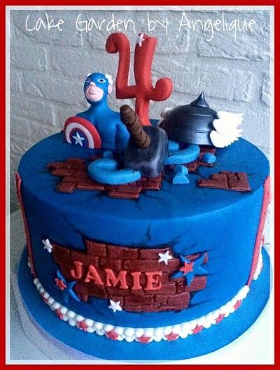 Captain America/Thor cake - Cake by Cake Garden 
