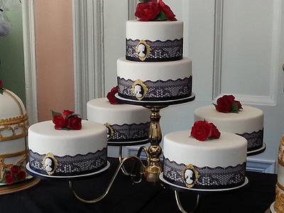 Black, white and red cake for Halla Galla: A Hauntingly Victorian Soiree - Cake by Cakery Creation Liz Huber