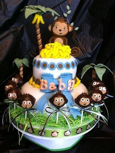 Monkey Boy Baby shower Cake - Cake by DeliciousCreations
