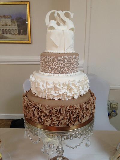 Chocolate Ruffle Wedding Cake - Cake by Su