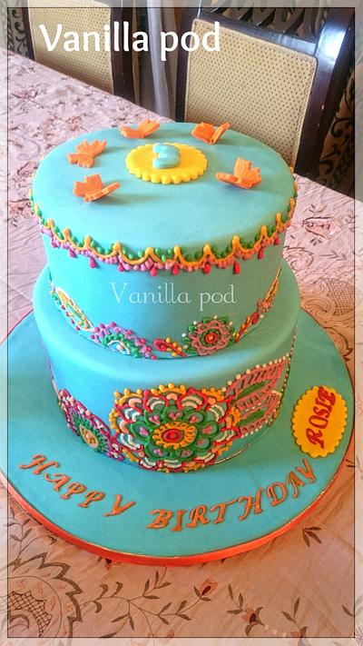Hand piped henna theme cake - Cake by Noha