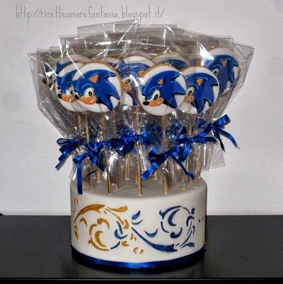 sonic cookies on a stick - Cake by Gabriella Luongo