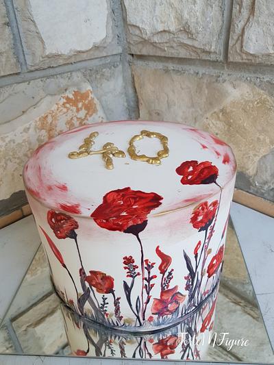 Handpainted flower cake - Cake by TorteMFigure