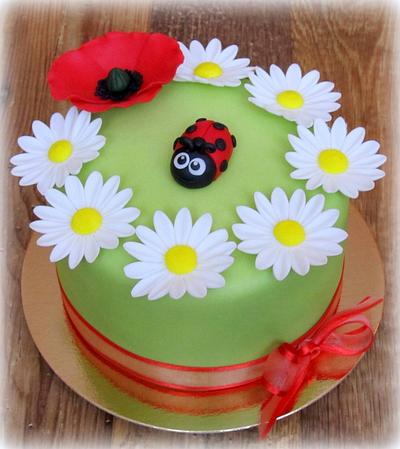 Flowers with a Ladybug - Cake by Lenka