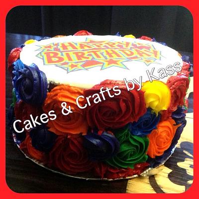 Rainbow Roses  - Cake by Cakes & Crafts by Kass 
