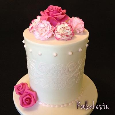 Carnation & rose cake  - Cake by Jen C
