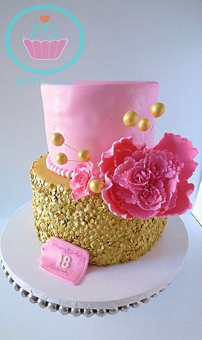 Pink and gold cake - Cake by ESB Creations