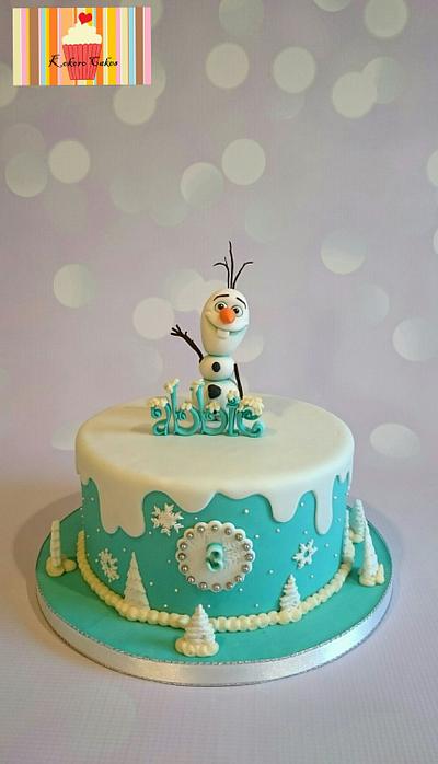 Frozen themed single tier cake  - Cake by Kokoro Cakes by Kyoko Grussu