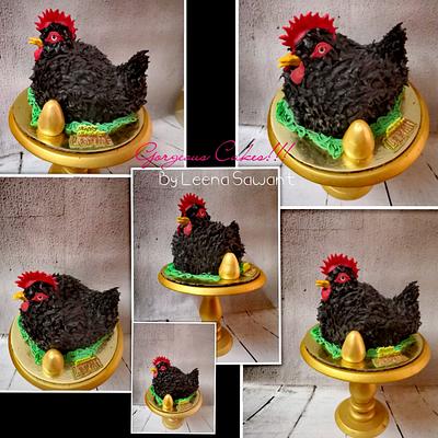 Chicken cake with golden egg!!  - Cake by GorgeousCakesBLR