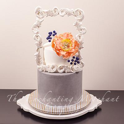 White sugar frame peony cake - Cake by Enchanting Merchant Company