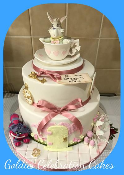 Alice in Wonderland christening cake  - Cake by Goldie's Celebration Cakes