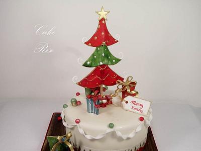 Christmas Tree, baubles and prezzies - Cake by Karina Leonard