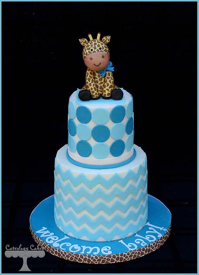 Giraffe Baby Shower Cake  - Cake by Cuteology Cakes 
