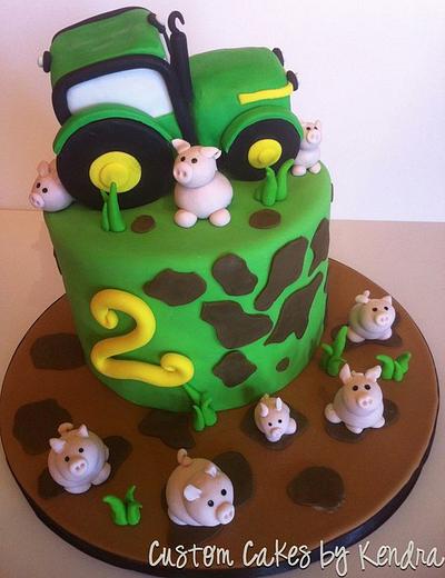 Tractor and Piglets - Cake by Kendra
