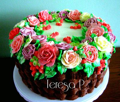 Kosz z kwiatami - Cake by Teresa Pękul