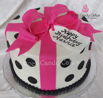 Pink & Black Present - Cake by Rock Candy Cakes