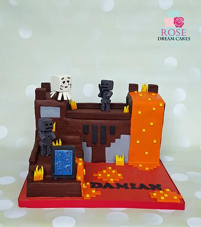Minecraft Nether Fortress Cake for Icing Smiles - Cake by Rose Dream Cakes